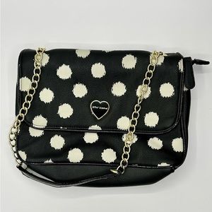 Betsy’s Johnson Dome Signature Black & White Polka Dot Flap Purse Shoulder Bag